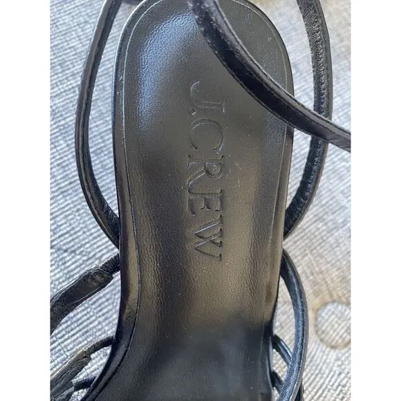 J.Crew $148 Layne strappy-sandal heels in leather Black Size 6 CA047