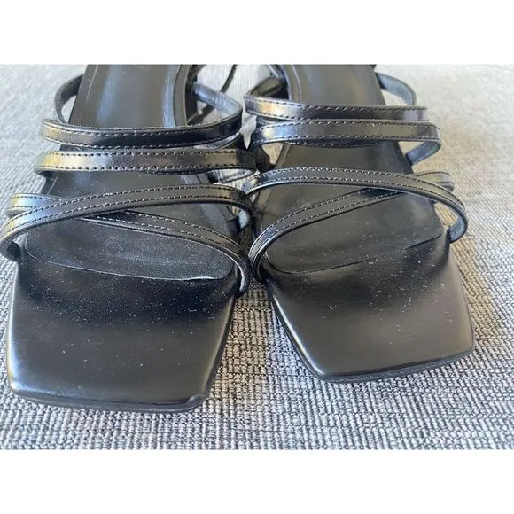 J.Crew $148 Layne strappy-sandal heels in leather Black Size 6 CA047