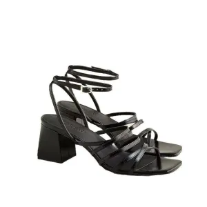 J.Crew $148 Layne strappy-sandal heels in leather Black Size 6 CA047