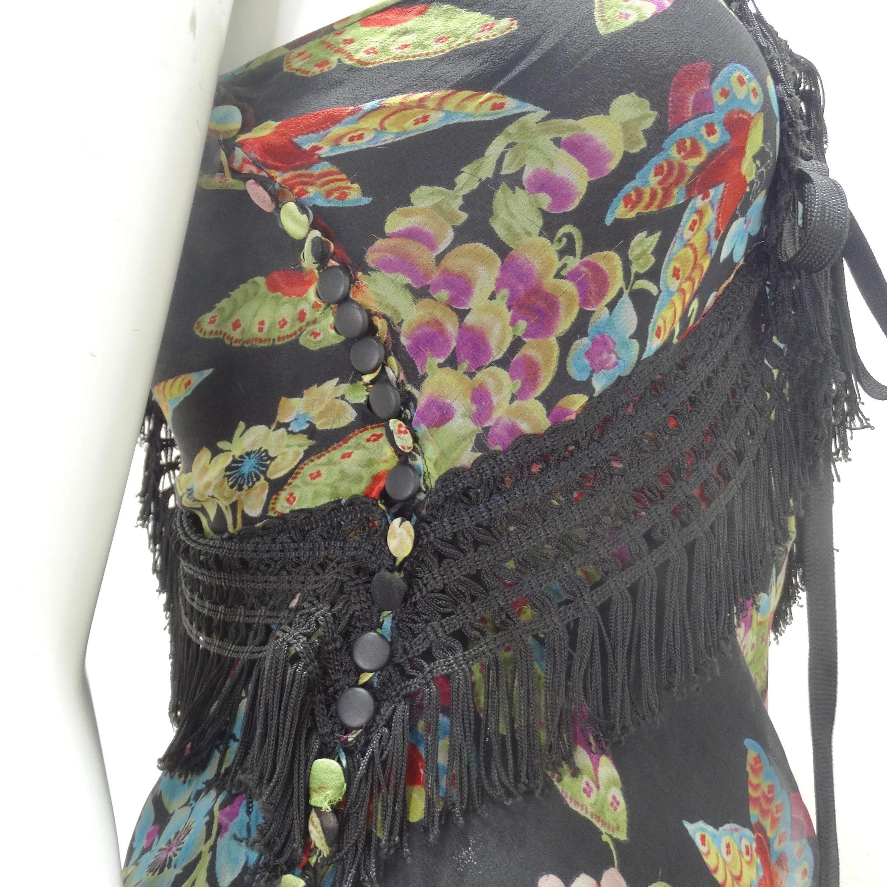 John Galliano F/W 2002 Esquimeau Printed Silk Bias Cut Dress