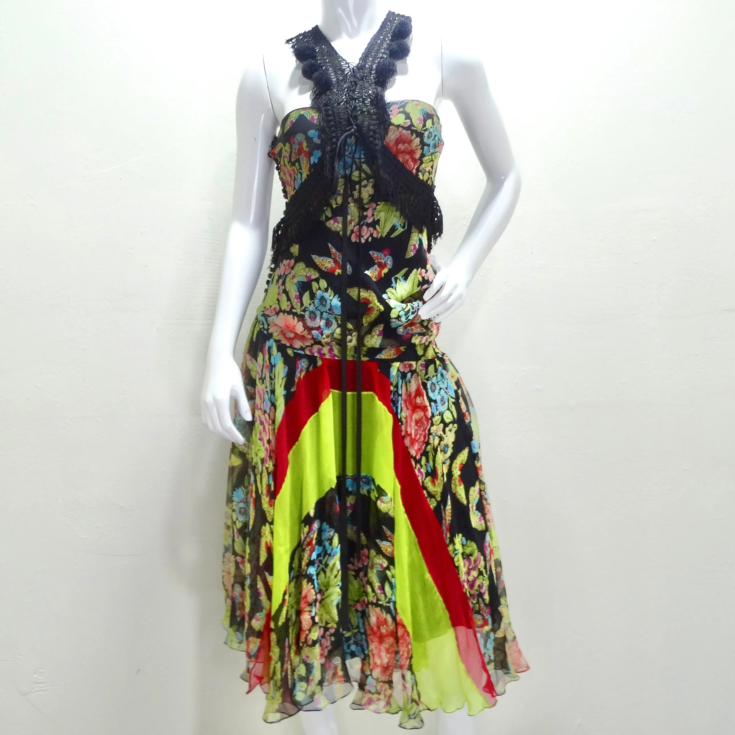 John Galliano F/W 2002 Esquimeau Printed Silk Bias Cut Dress