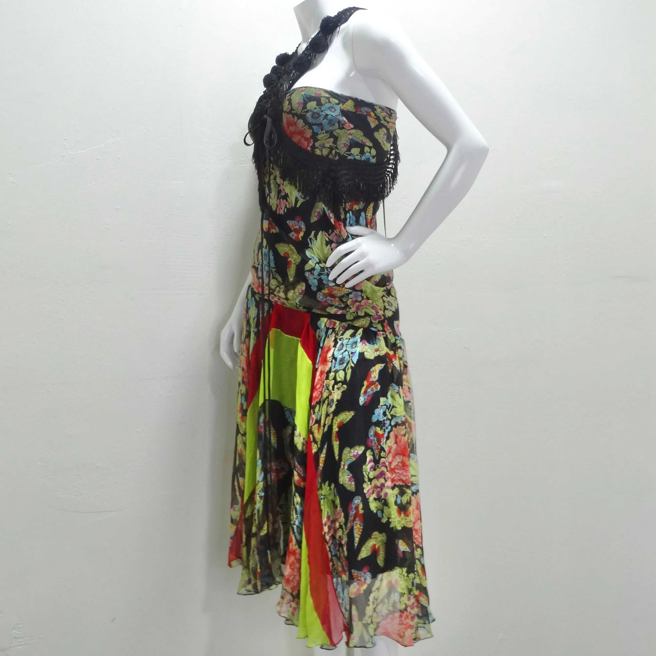 John Galliano F/W 2002 Esquimeau Printed Silk Bias Cut Dress