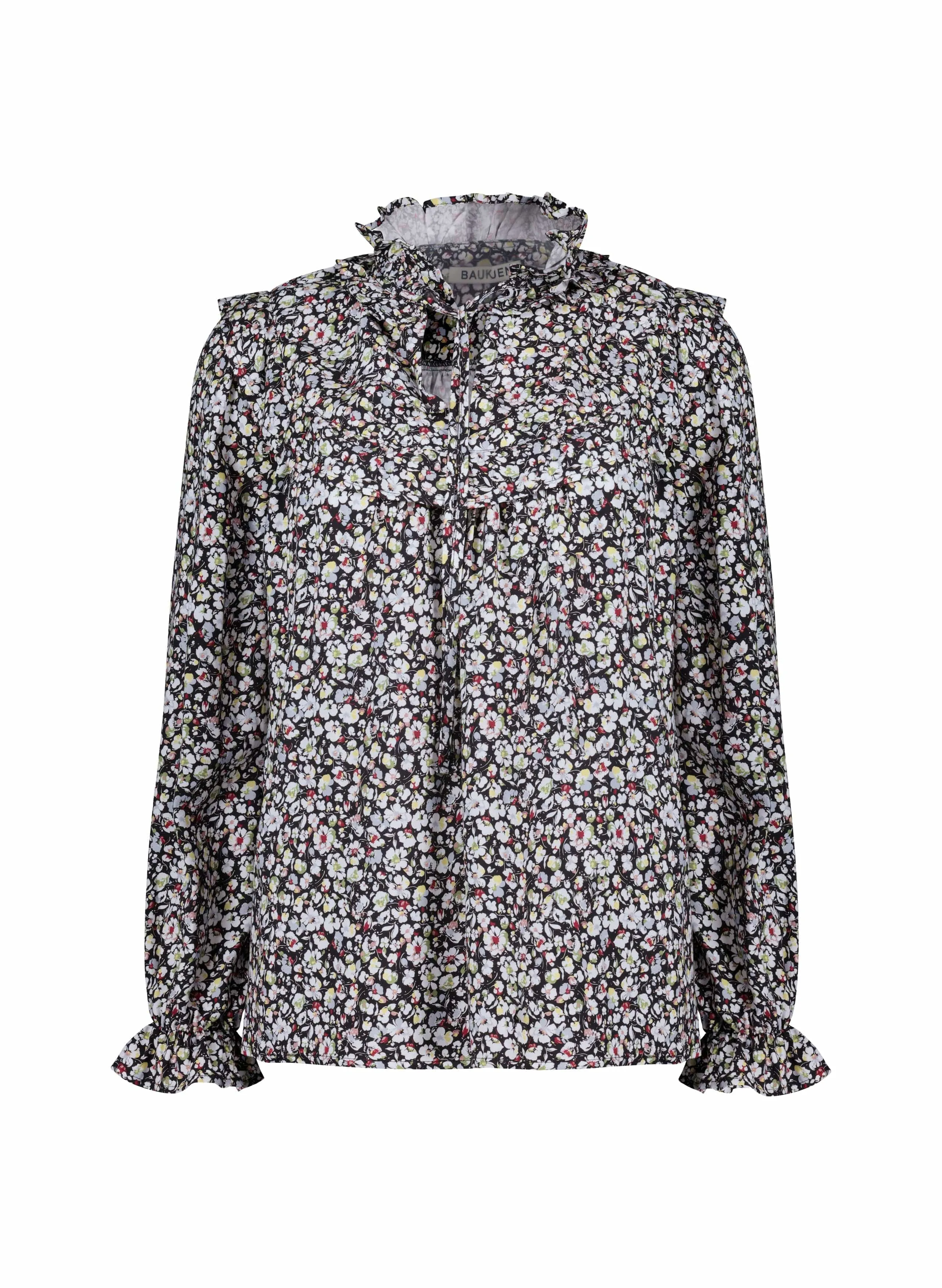 Jordyn Vintage Floral Print LENZING™ ECOVERO™ Jersey Blouse | Caviar Black