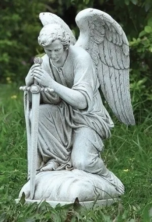 Kneeling Male Angel Garden Statue 13.25"H