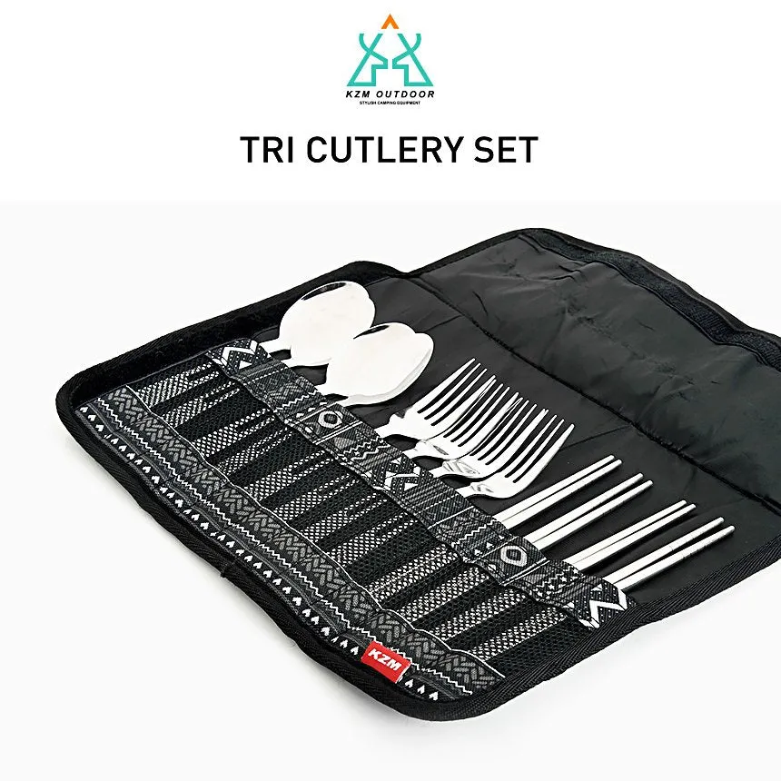 KZM トライカトラリーセット ステンレス スプーン フォーク 箸 3点セット カズミ アウトドア KZM OUTDOOR TRI CUTLERY SET
