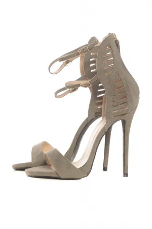 Ladder  Detail Faux Suede Heels