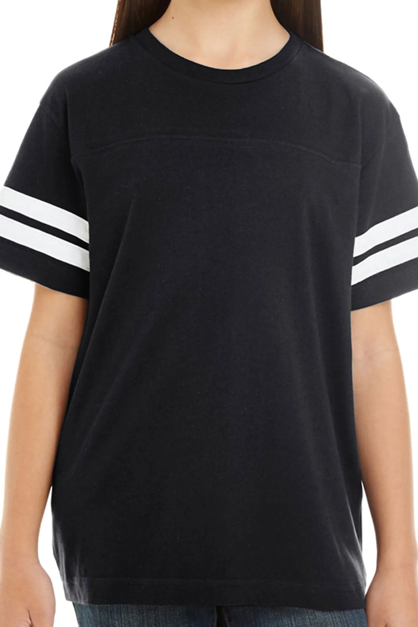 L.A.T. Youth Fine Jersey Varsity Tee, Black/White *Personalize It