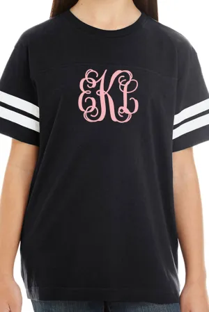 L.A.T. Youth Fine Jersey Varsity Tee, Black/White *Personalize It