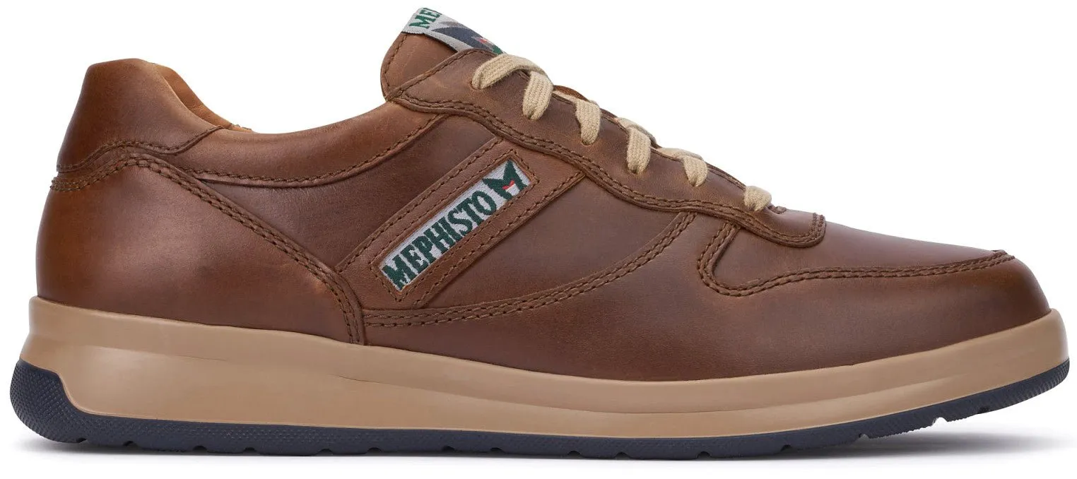 'LEANDRO' men's lace-up sneaker - chestnut brown
