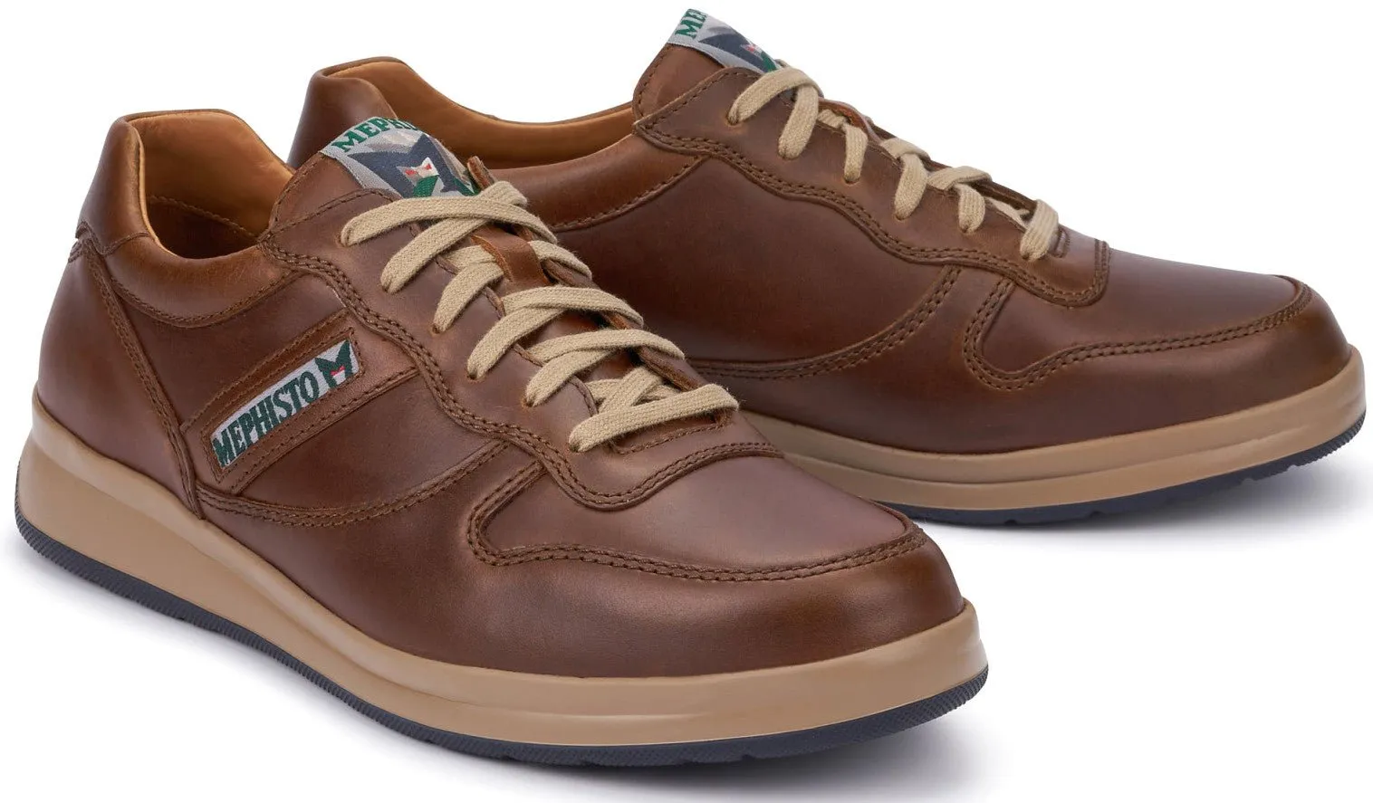 'LEANDRO' men's lace-up sneaker - chestnut brown