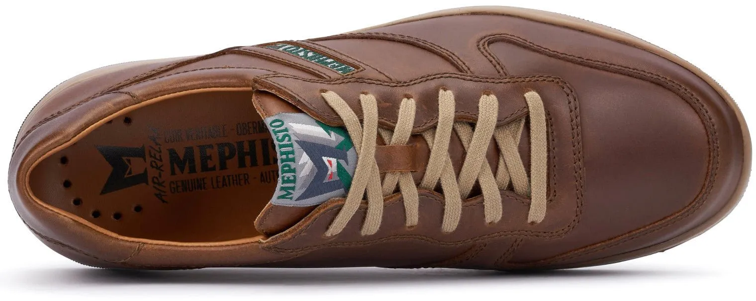 'LEANDRO' men's lace-up sneaker - chestnut brown
