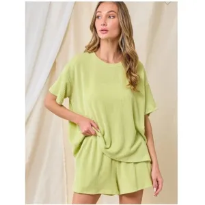 Lime/Yellow Ribbed Short SET NEW, Size M