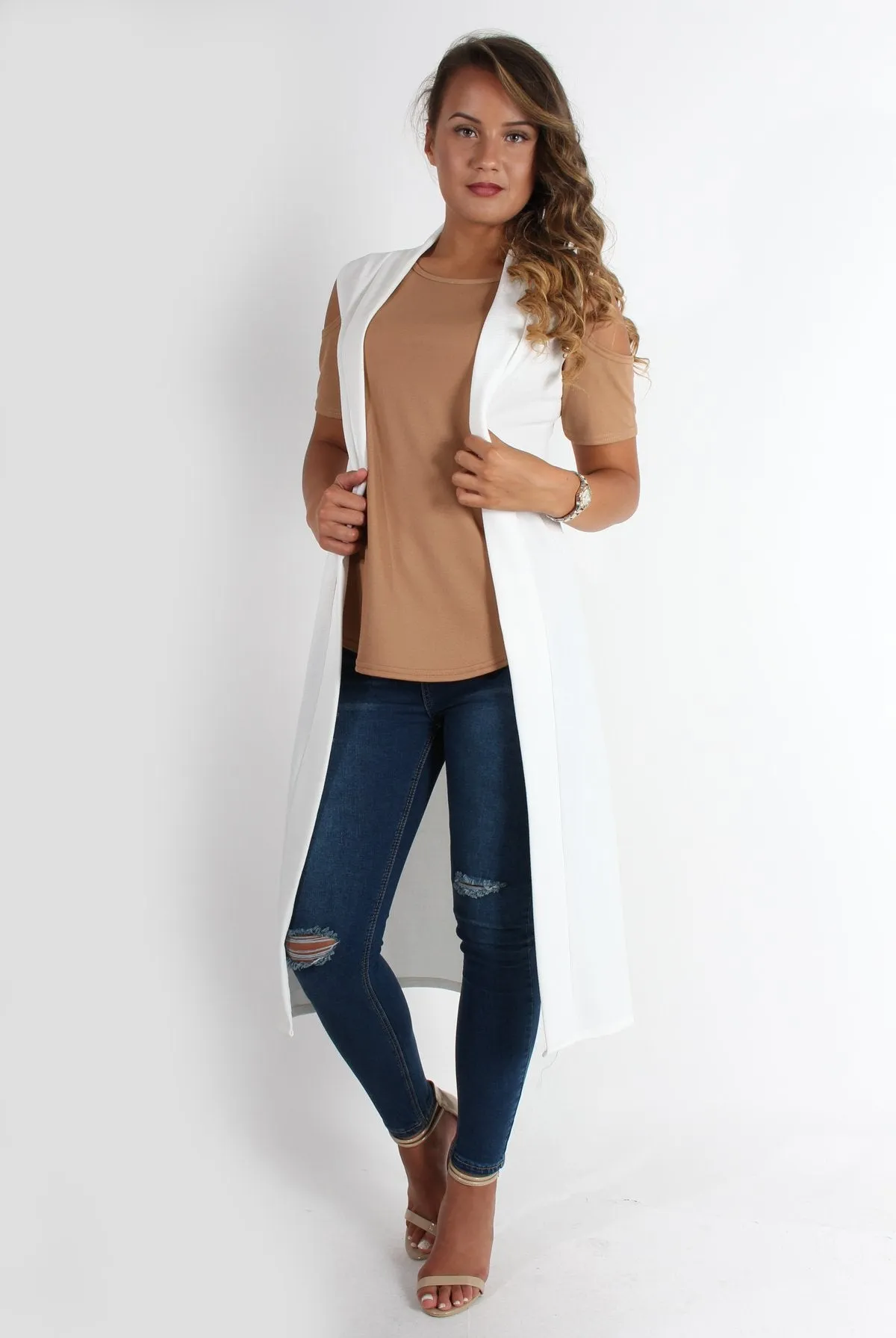 Lindsay White Sleeveless Jacket
