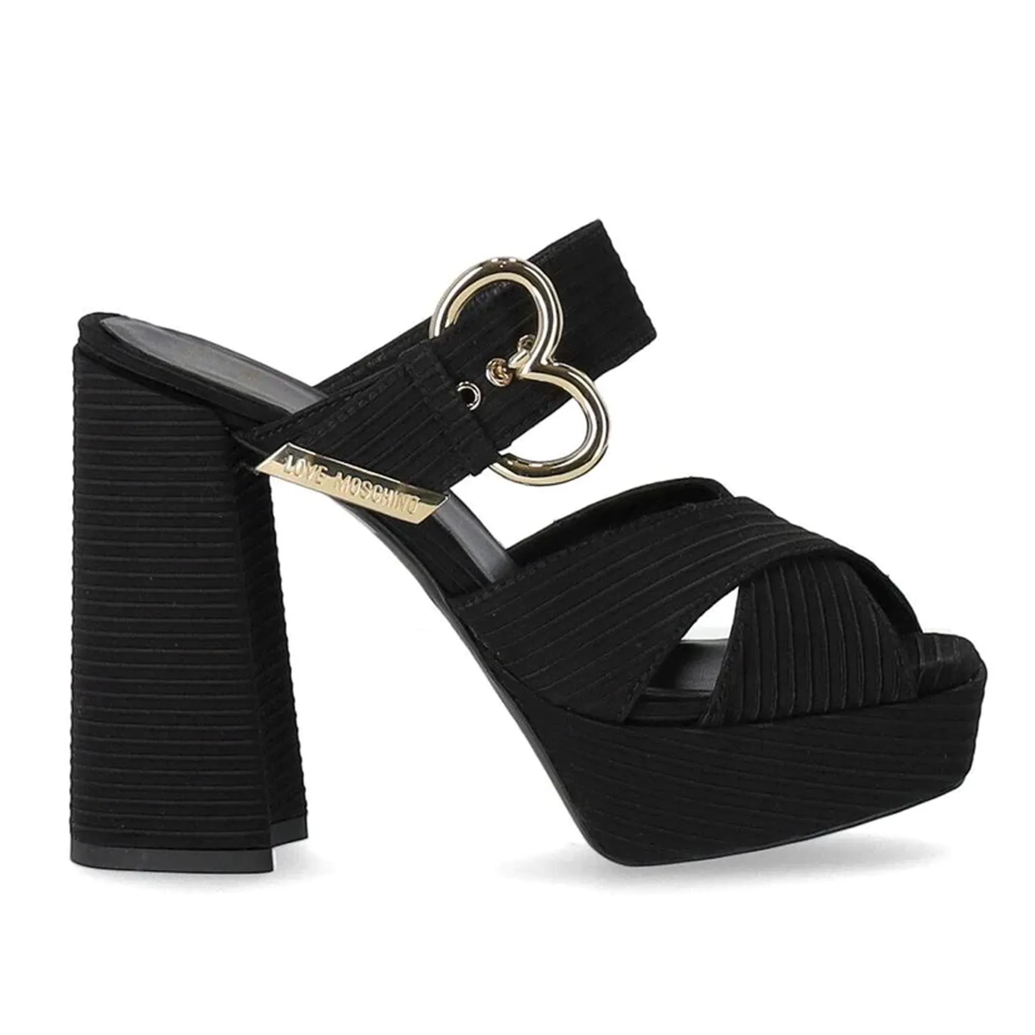 Love Moschino Womens Black Stripe Heel