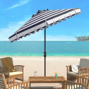 Maui Single Scallop Striped 9ft Crank Auto Tilt Umbrella Design: PAT8011C