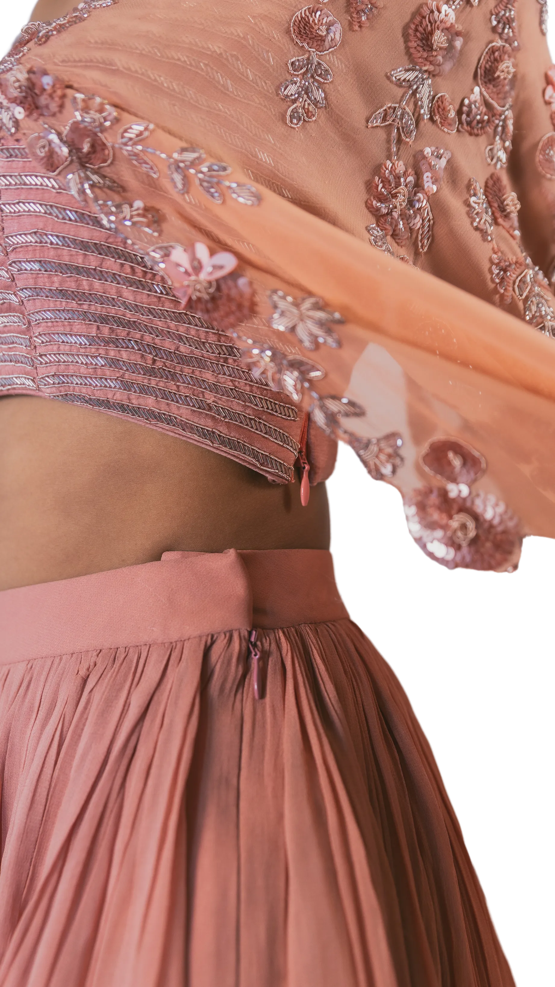 Mauve Cape Embroidered Lehenga