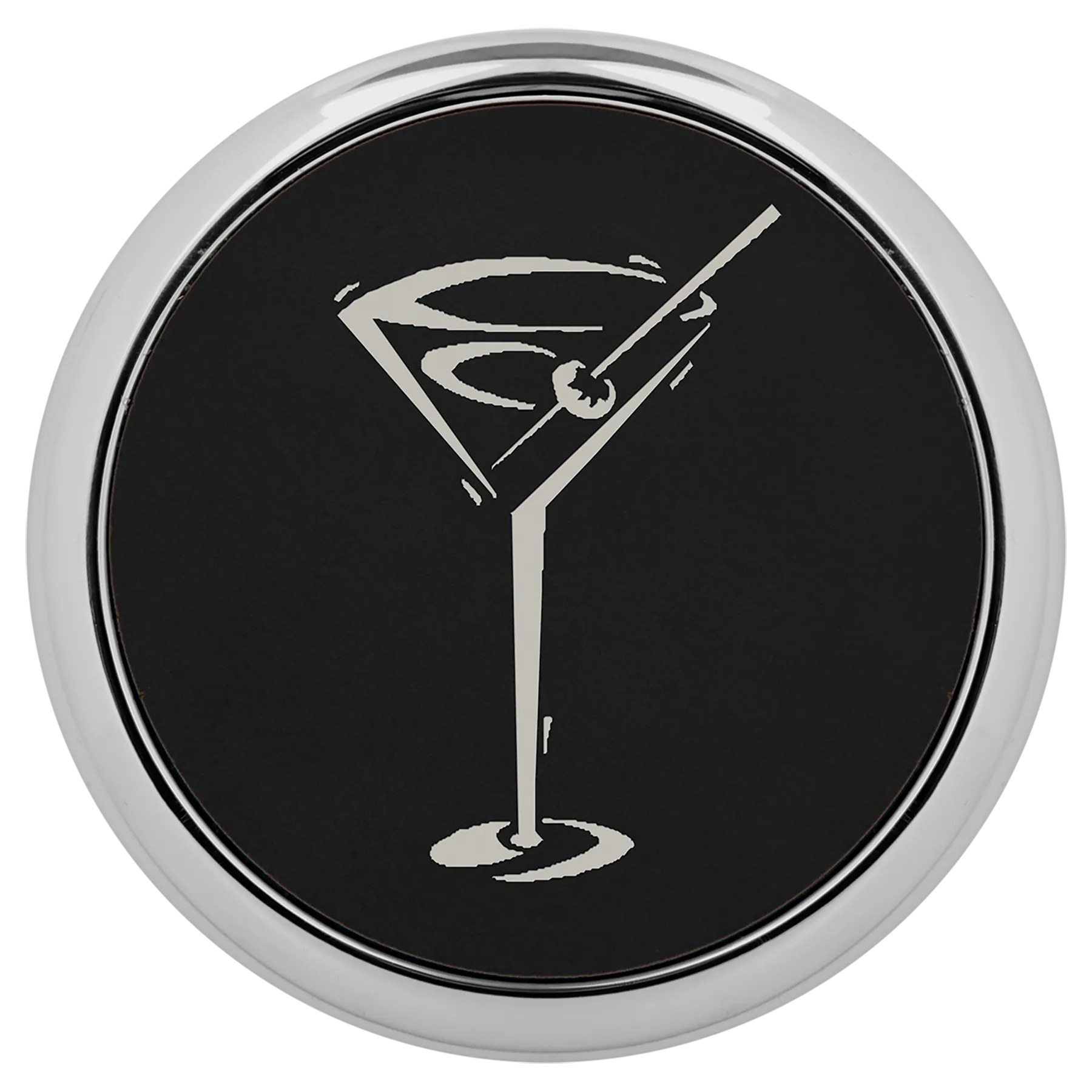 Metallic Edge Leatherette Engraved 4 Coaster Set