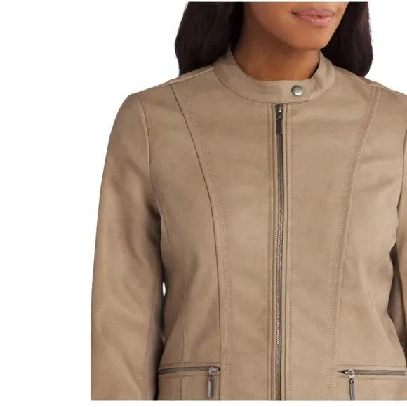 Mo-Ka Ebele Faux Leather Jacket Tan Women's Size Medium