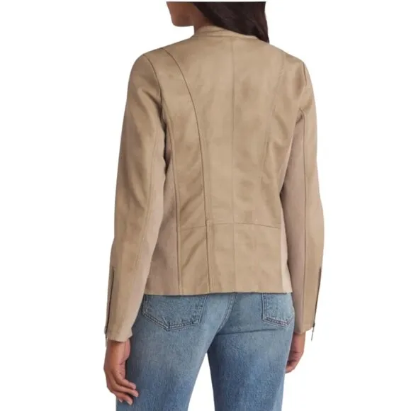 Mo-Ka Ebele Faux Leather Jacket Tan Women's Size Medium