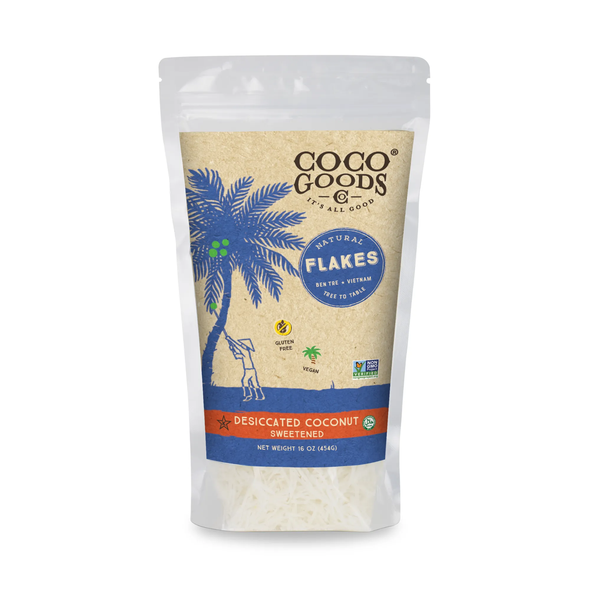 Natural Desiccated Coconut, Sweetened Flakes 16 oz, 2 Pack