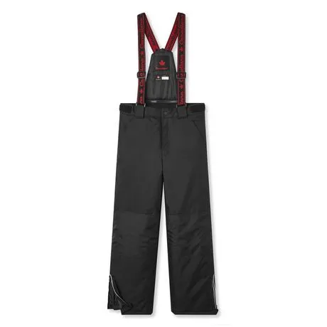 New Kids Unisex Canadiana Snow pants in black with removable suspenders, Sz 2T