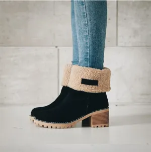 NEW Retails $42, MRKEWUNEY Women's Faux Fur Lined Winter Snow Boots, Black, Sz 5