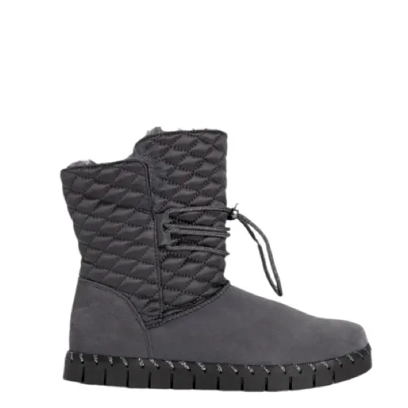 NIB Muk Luks Genuine Suede Quilted Tops Pull-On Style Ankle Boots Gray 8