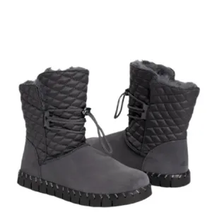 NIB Muk Luks Genuine Suede Quilted Tops Pull-On Style Ankle Boots Gray 8
