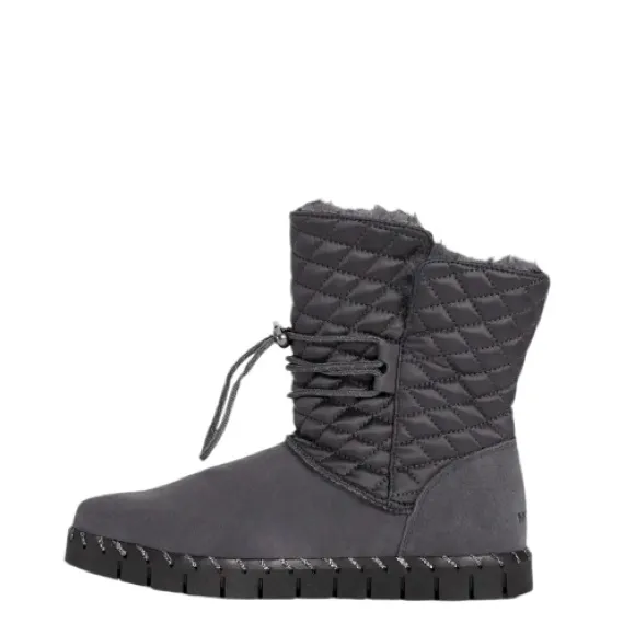 NIB Muk Luks Genuine Suede Quilted Tops Pull-On Style Ankle Boots Gray 8