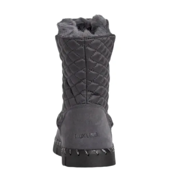 NIB Muk Luks Genuine Suede Quilted Tops Pull-On Style Ankle Boots Gray 8