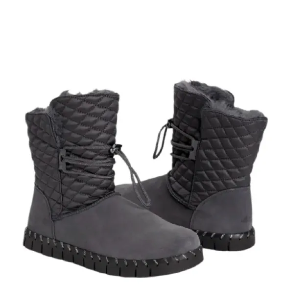 NIB Muk Luks Genuine Suede Quilted Tops Pull-On Style Ankle Boots Gray 8