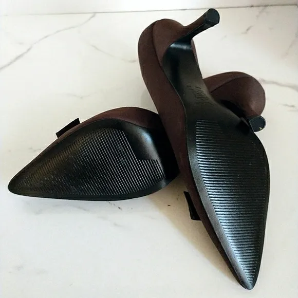 Nina Satin D'Orsay Dark Chocolate Brown Heels &amp; Ann Taylor Satin Clutch