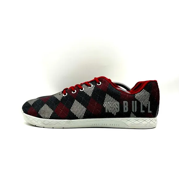 Nobull Shoes Men Size 13 Project Diamond Plaid Argyle Red Gray Sneakers