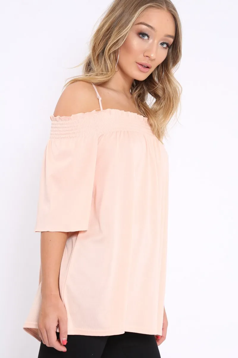 Nude Shirred Loose Top - Carey