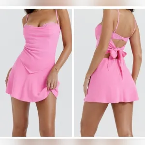 NWT House of CB Lil French Pink Floaty Mini Skirt in Dianthus Size L  / XL