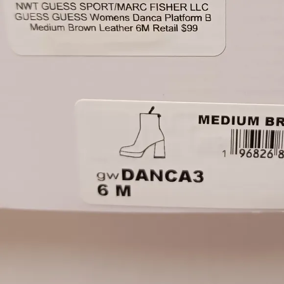 NWT/box Guess Women's Danca3 platform Boots 4&quot; heel medium choco brown size 6M