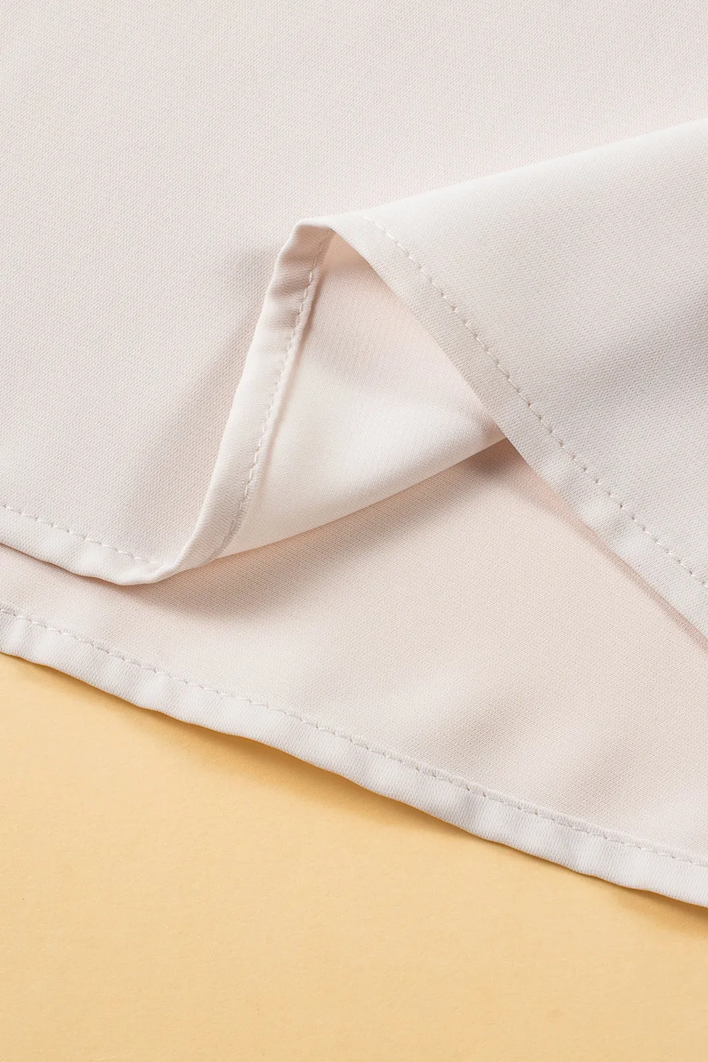 Oatmeal Solid Ruffle Trim Sleeveless Top