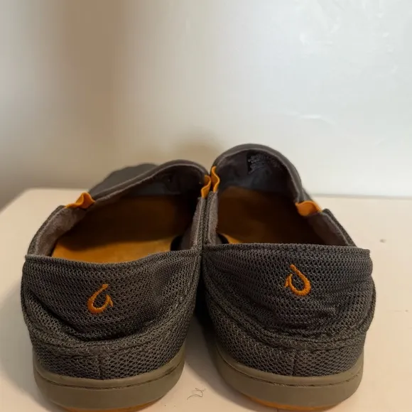 OluKai Nohea Slip On Mesh Slip On Comfort Shoe Loafer Driving Shoe Grey Charcoal