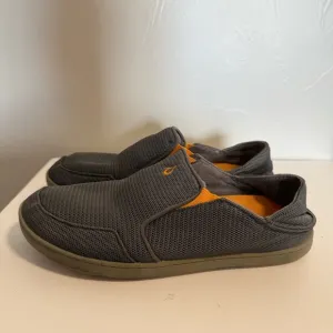OluKai Nohea Slip On Mesh Slip On Comfort Shoe Loafer Driving Shoe Grey Charcoal