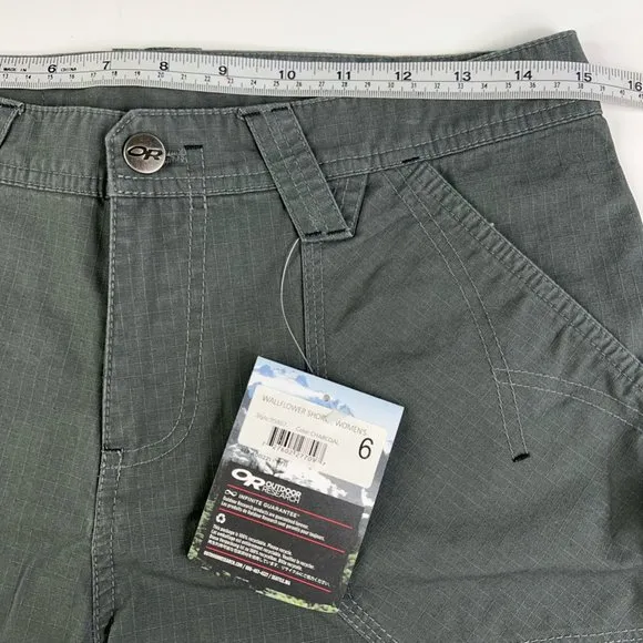 Outdoor Research Womens Wallflower Bermuda Shorts Charcoal Windowpane 6 New