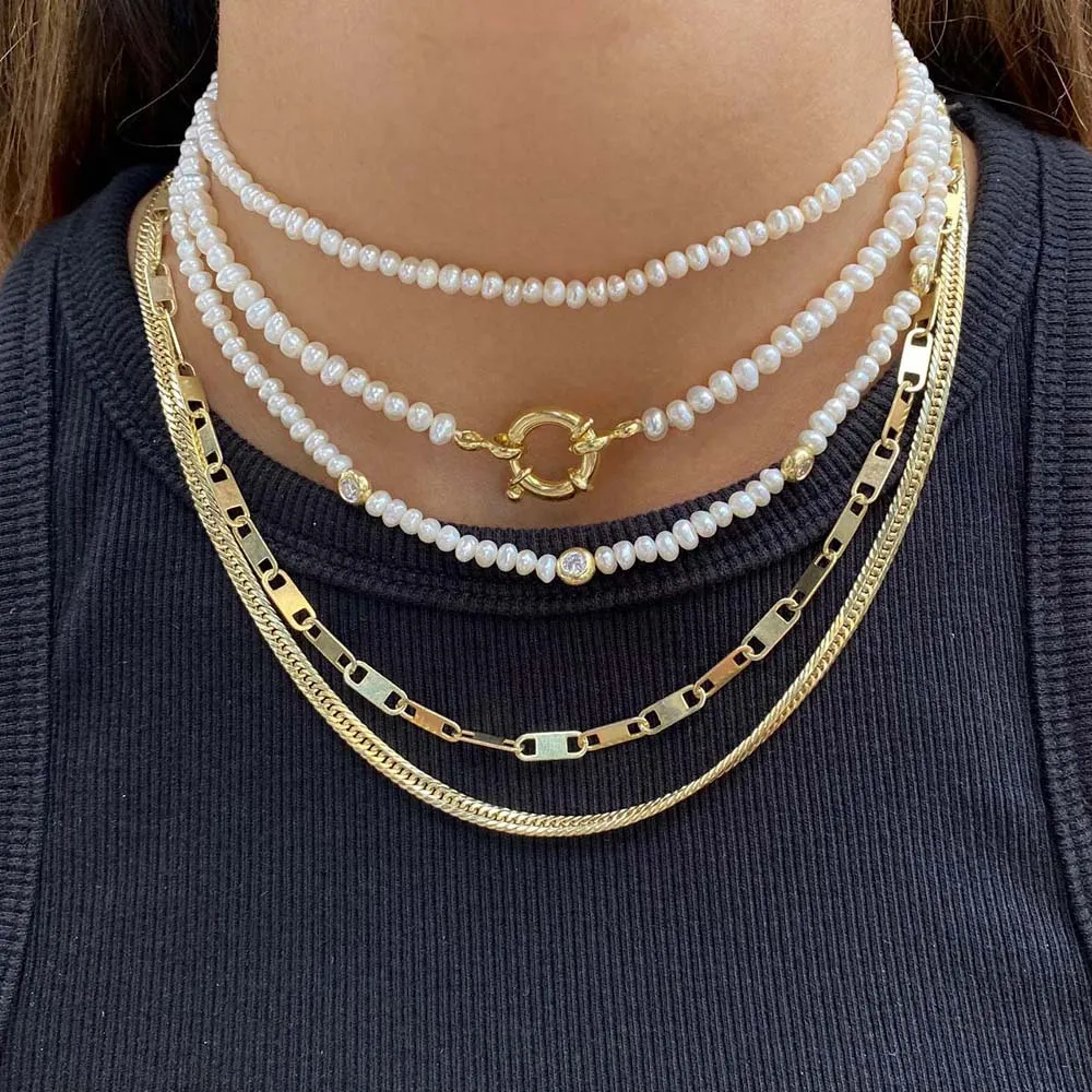 Pearl CZ Multi Bezel Choker