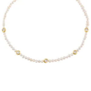 Pearl CZ Multi Bezel Choker