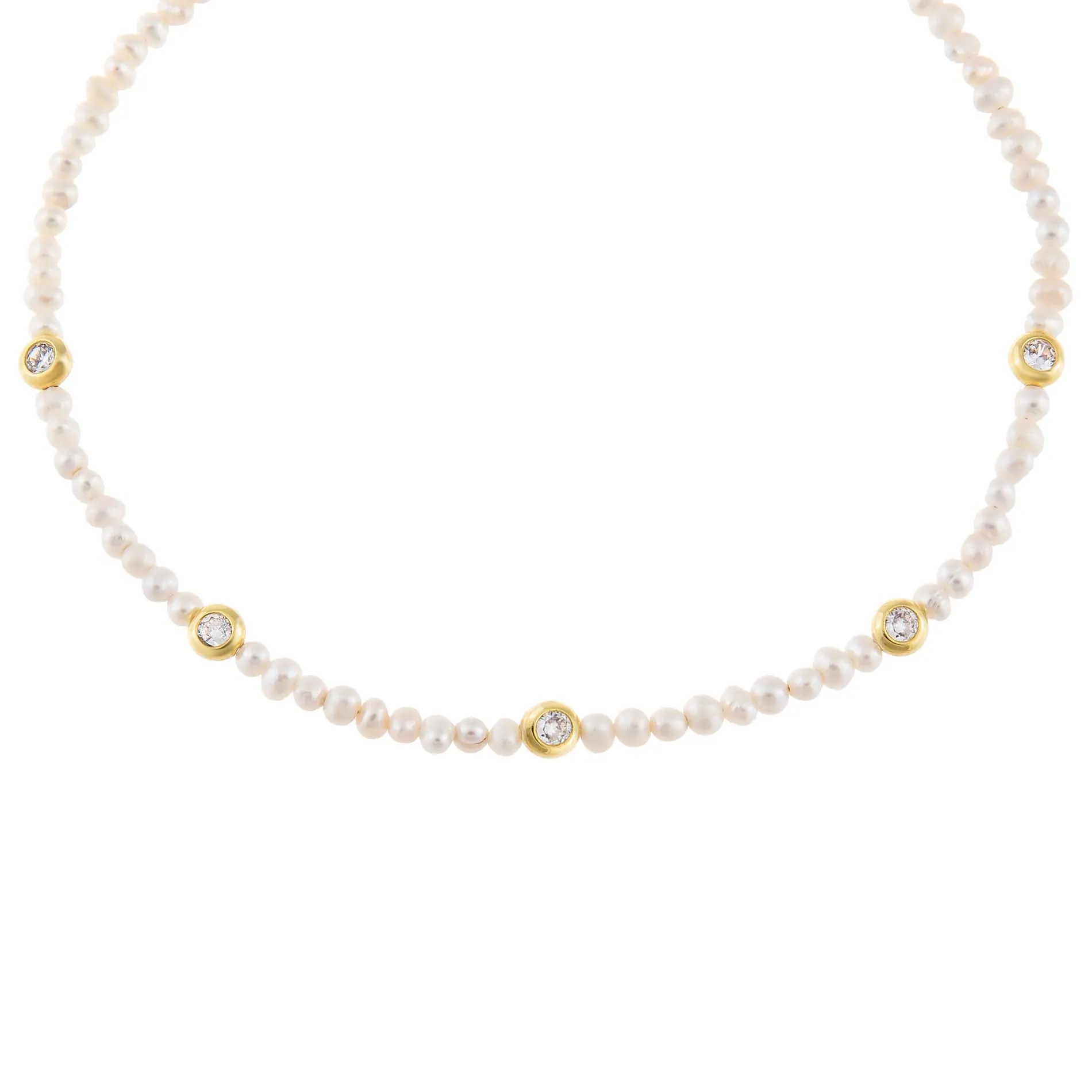 Pearl CZ Multi Bezel Choker