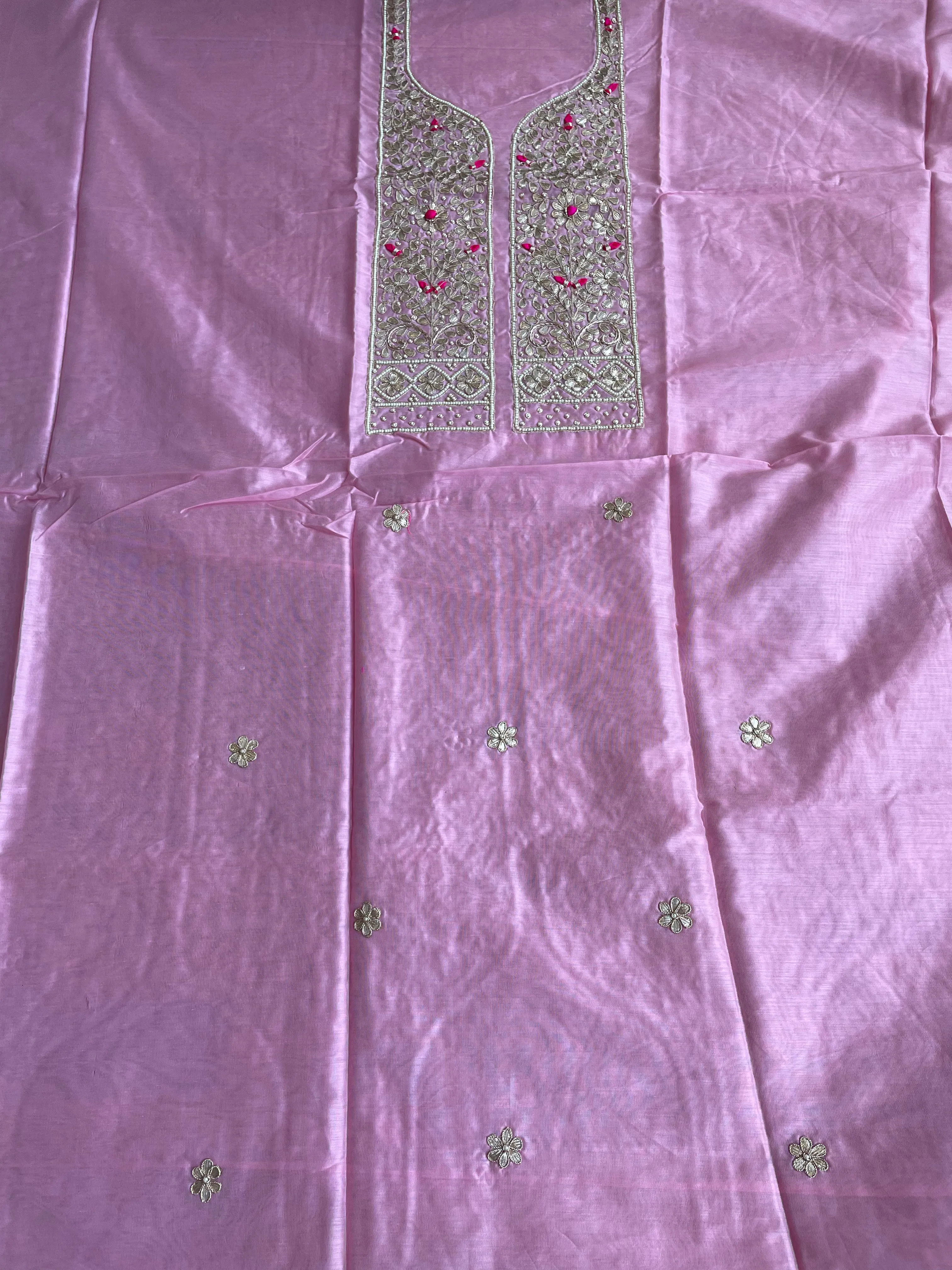 Pink Gota Patti Chanderi Kurti