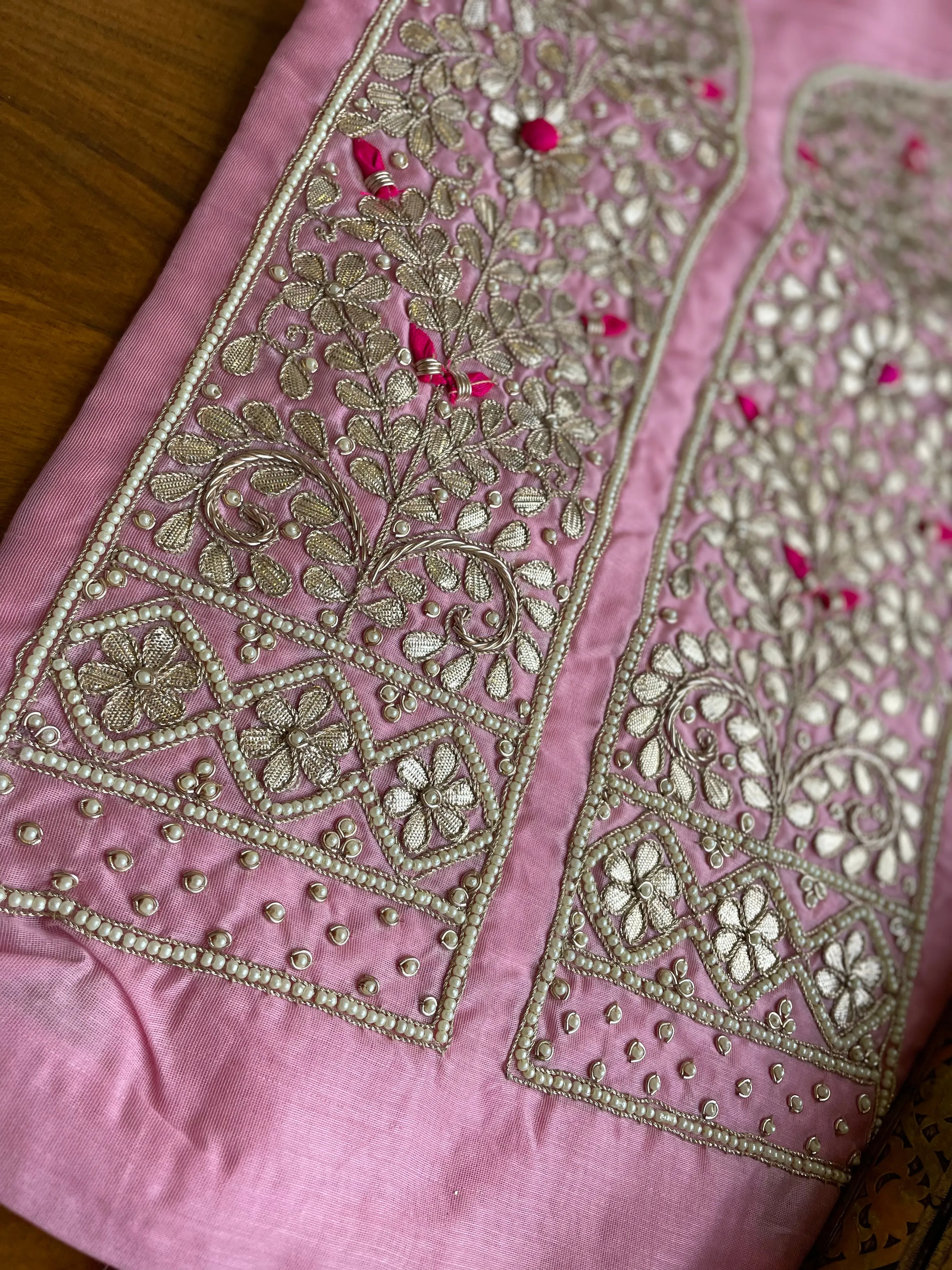 Pink Gota Patti Chanderi Kurti
