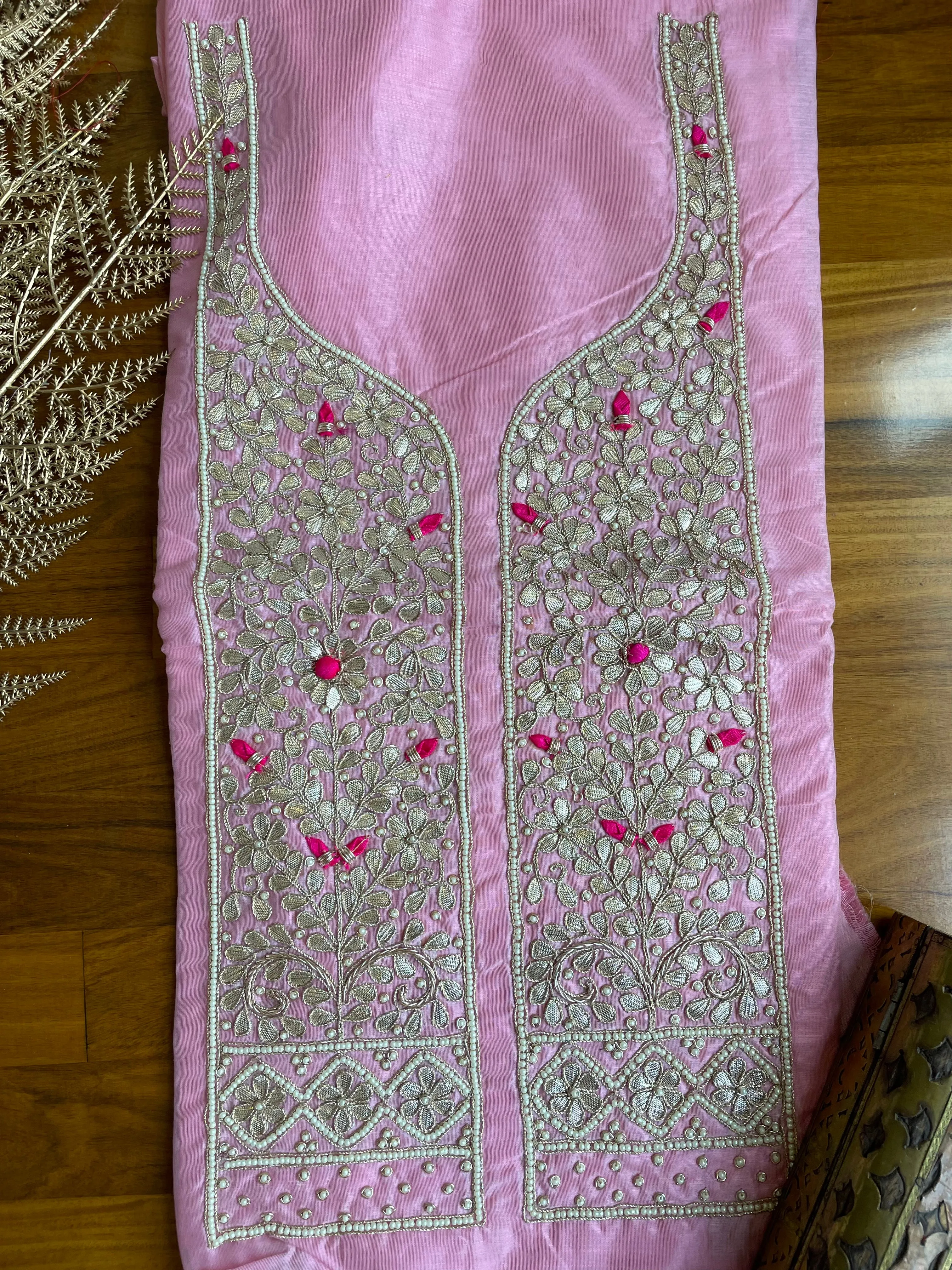 Pink Gota Patti Chanderi Kurti