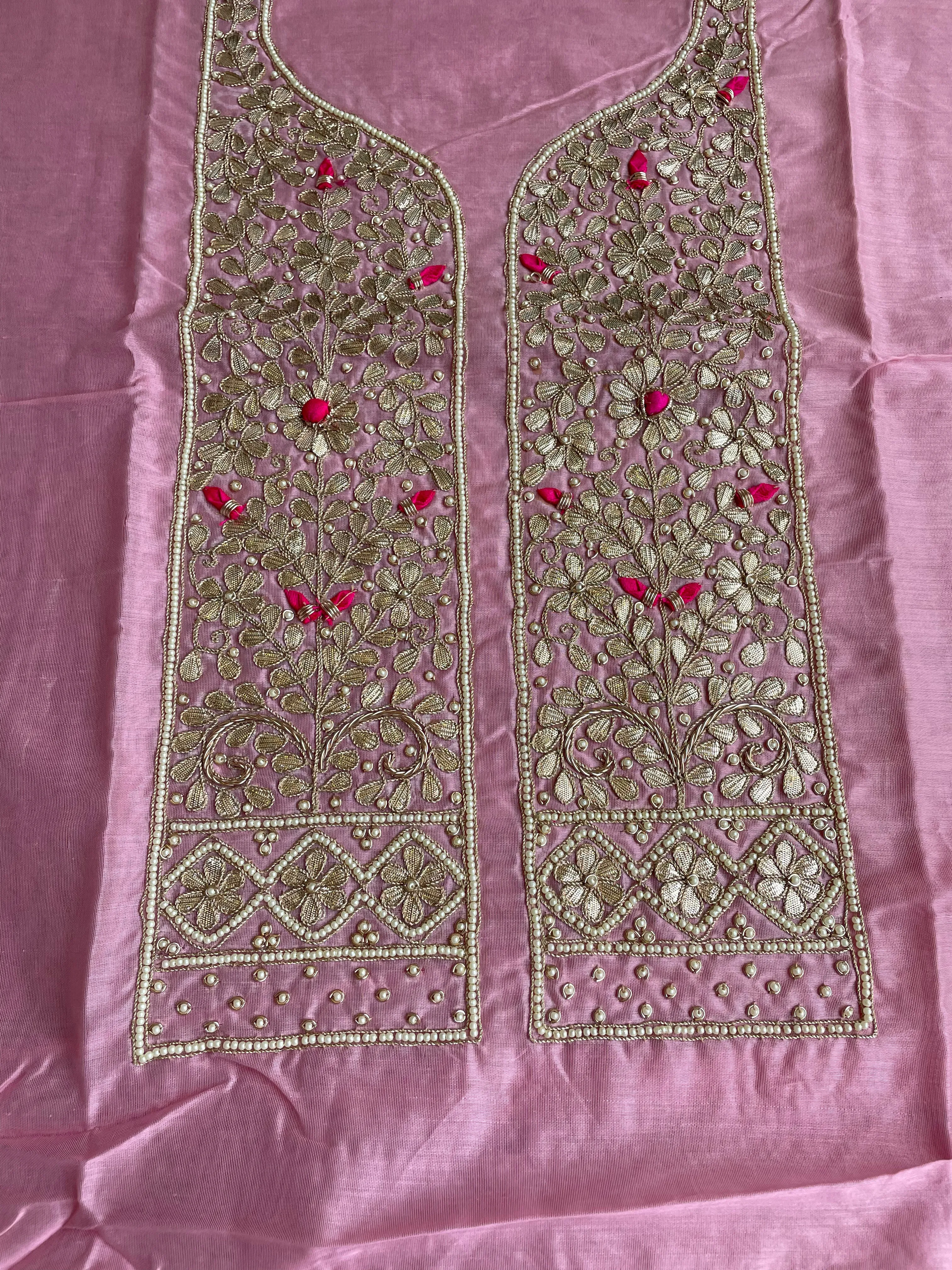 Pink Gota Patti Chanderi Kurti