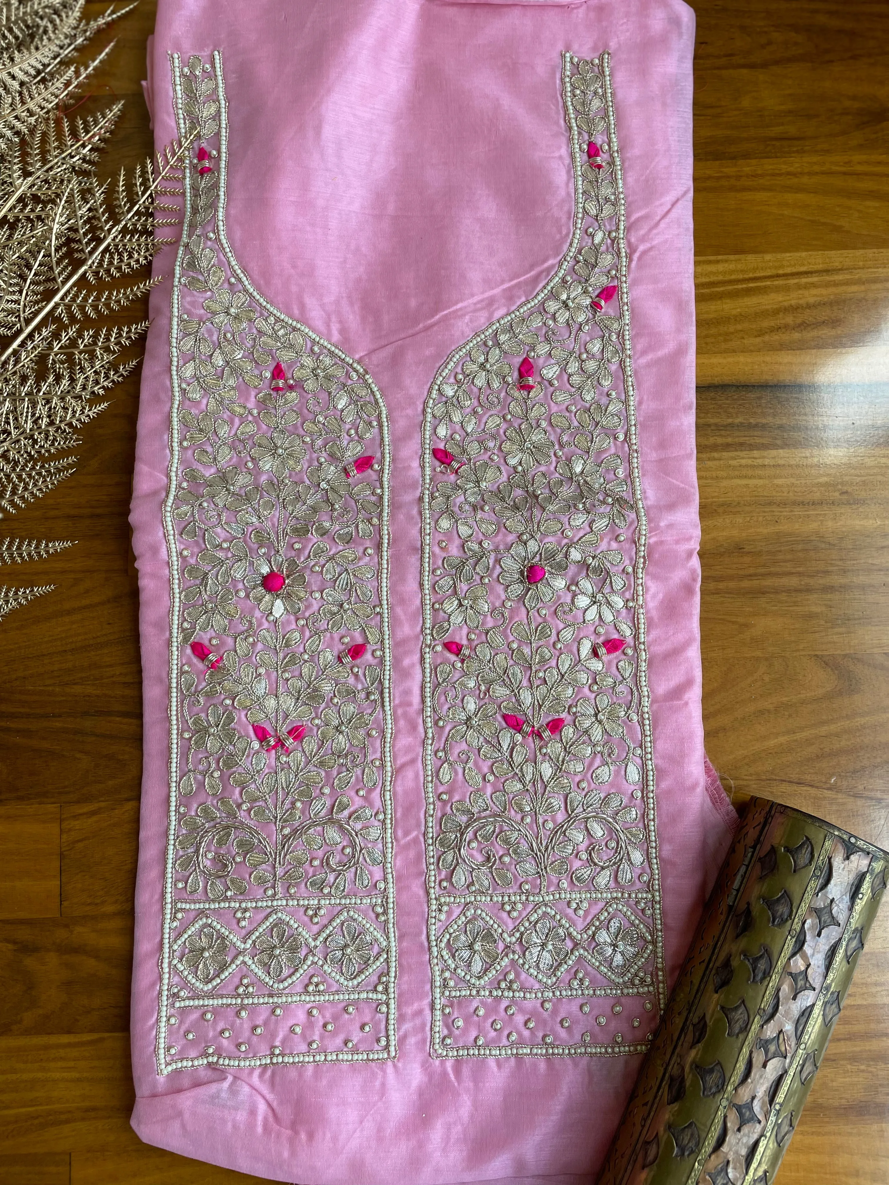 Pink Gota Patti Chanderi Kurti