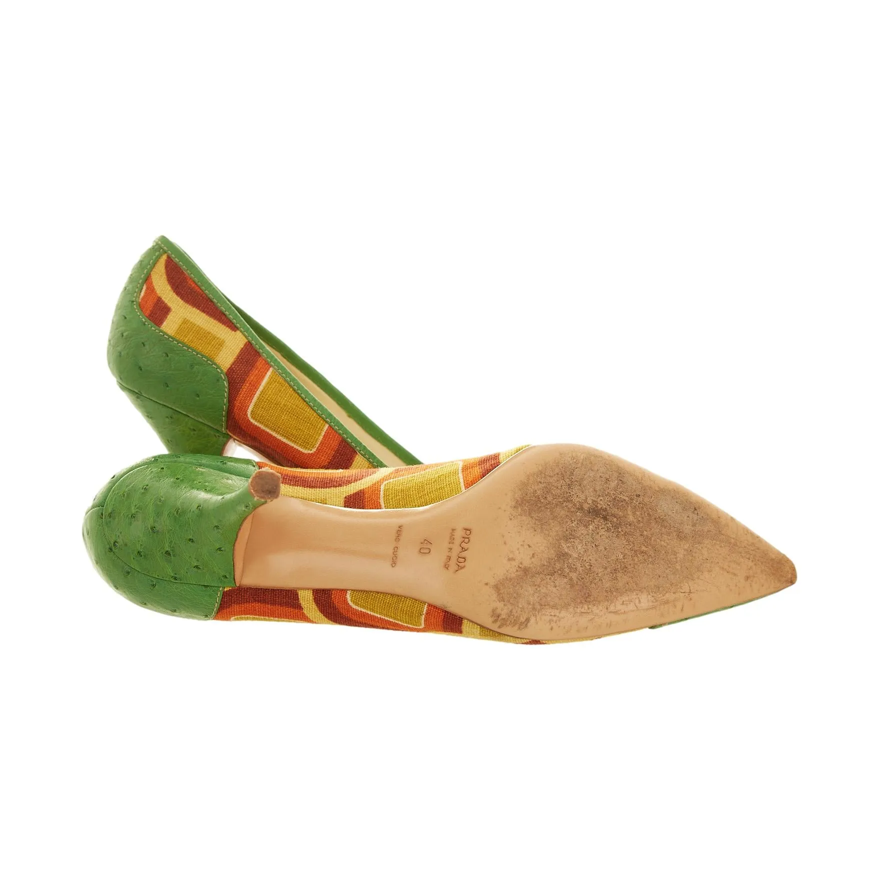 Prada Multicolor Geometric Print Heels