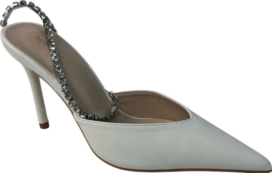 PrettyLittleThing White Heels With Dimante Strap UK 5 EU 38 👠